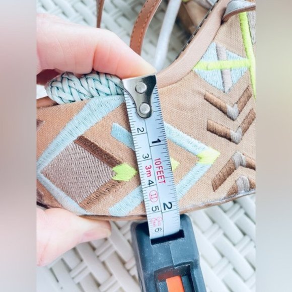 Vintage Sam Edelman Wedge Platform Mozaic Strappy Sandals - Picture 8 of 14